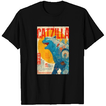 Discover Catzilla Retro Movie Poster T Shirts