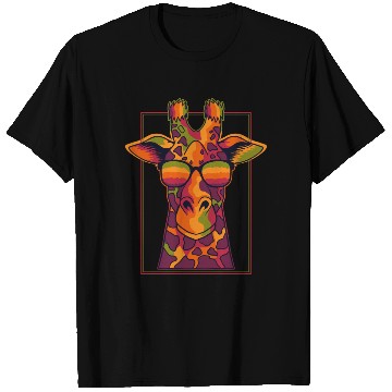 Discover Colorful Giraffe with Sunglasses Design T Shirts