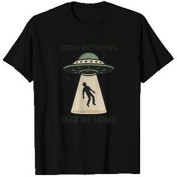 Discover Social Battery 0% Alien Abduction T Shirts