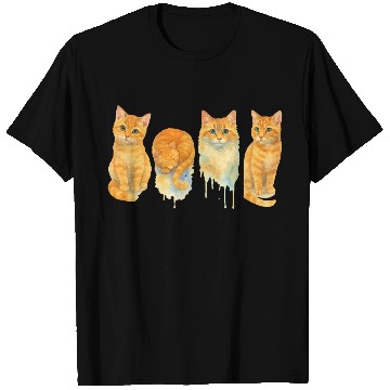 Discover Watercolor Orange Cats Art T Shirts