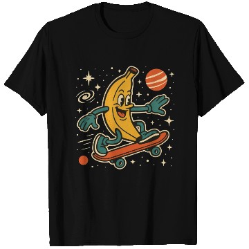 Discover Playful Banana Skateboard Space Scene T Shirts