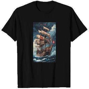 Discover Historical Pirate Ship Adventure Design T Shirts