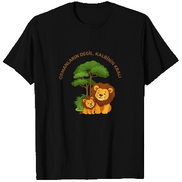Discover Joyful Lion and Cub Under Green Tree T Shirts
