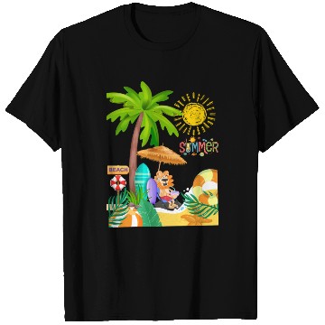 Discover Vibrant Summer Beach Scene Illustration T Shirts