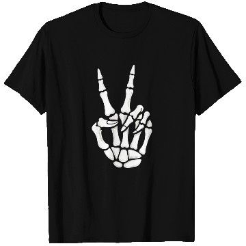Discover Skeleton Hand Peace Sign Cool Halloween T Shirts