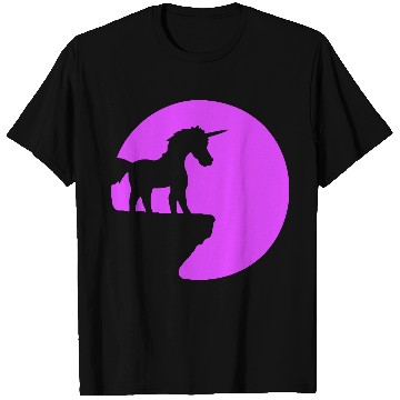 Discover Unicorn Cliff Moon Mountain Night Sweet Silhouette T Shirts