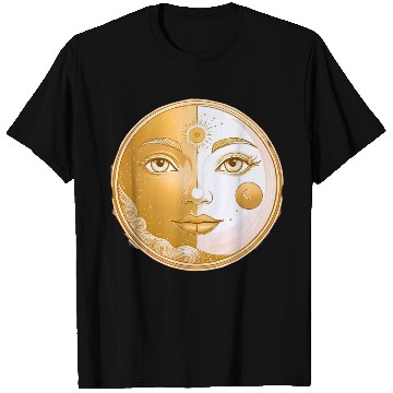 Discover Celestial  Lunar Sun Face Art T Shirts
