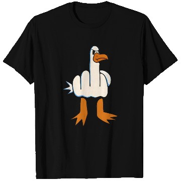 Discover Whimsical Middle Finger Goose Illustration T Shirts