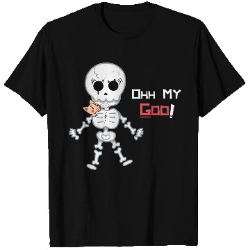 Discover Cute Funny Dog Scared Skeleton T Shirts