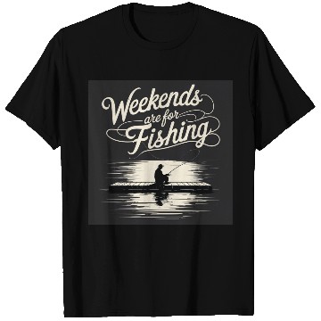 Discover Weekend Fishing Silhouette Design T Shirts