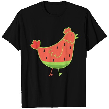 Discover Whimsical Watermelon Chicken Illustration T Shirts