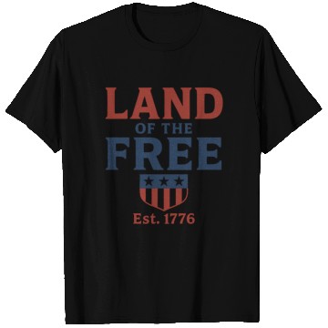Discover Land of the Free Patriotic Badge T Shirts