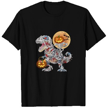 Discover Pumpkin Skeleton Riding Zombie Mummy Dinosaur  T Shirts