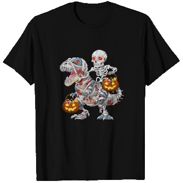 Discover Skeleton Riding Zombie Mummy Dinosaur Halloween T Shirts