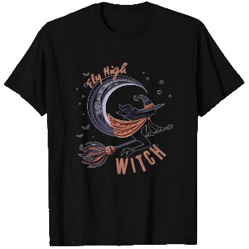 Discover Halloween-Witch-On-Broom–Zentangle-3D-Paper-Design T Shirts