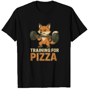 Discover Funny Gym T Shirts Training for Pizza Workout Fox
