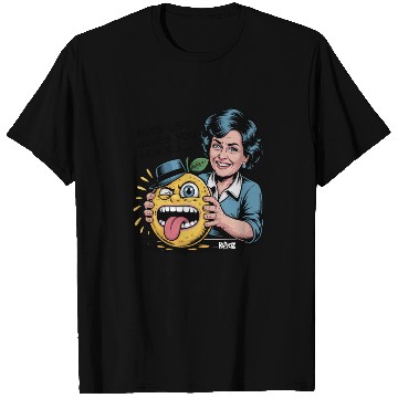Discover Smiling woman holding sour lemon cartoon face T Shirts