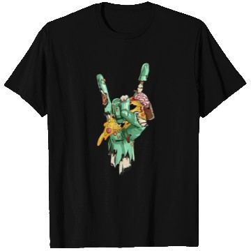 Discover Zombie Rock Hand Holding Zombie Pizza Halloween  T Shirts