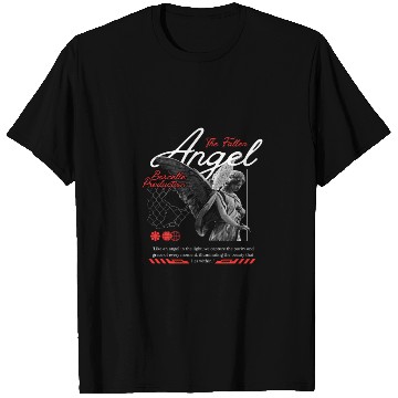 Discover Serene Angel Statue with Dark Wings T Shirts
