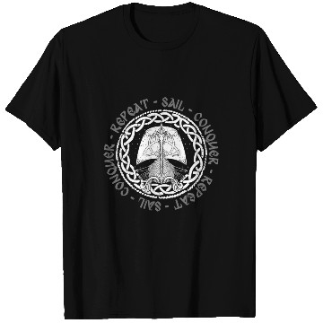 Discover Viking Mythology Pagan Sail Conquer Repeat T Shirts