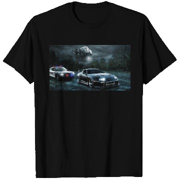 Discover Night Chase with Speeding Sports Car T Shirts