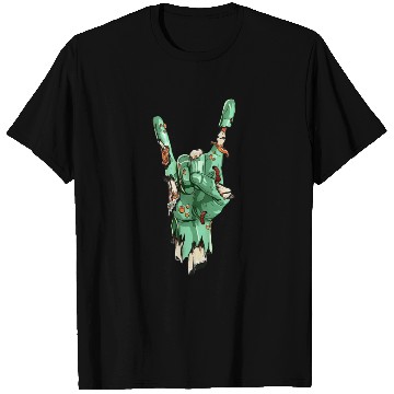 Discover Zombie Hand Rock Sign Zombies Horror Halloween T Shirts