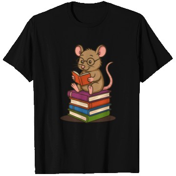 Discover Bookworm with Glasses and Stack of Books T Shirts