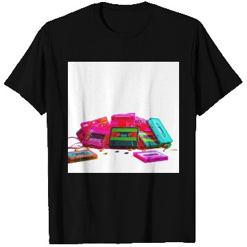 Discover Vibrant Retro Cassette Tape Pattern T Shirts