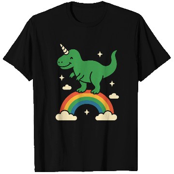 Discover Whimsical Dinosaur with Rainbow Arch T Shirts