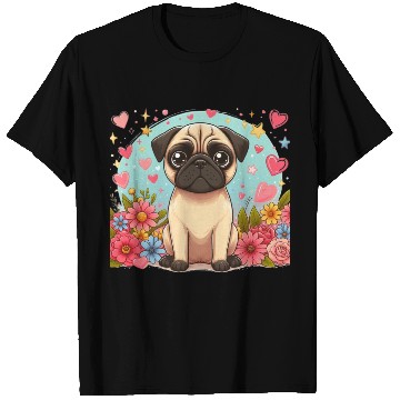 Discover Pug Dog Portrait T Shirts