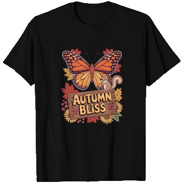 Discover Autumn Bliss Butterfly Squirrel Leaves Fall Vibes T Shirts
