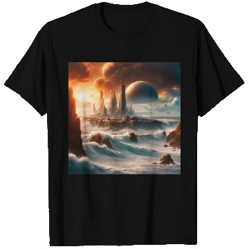 Discover Sci-FI Futuristic Alien Planet Landscape  T Shirts