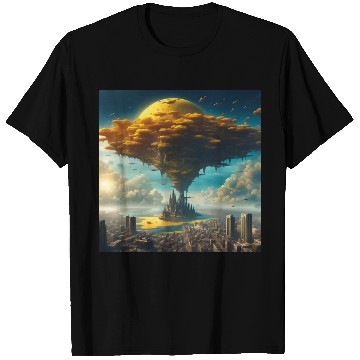 Discover Sci-Fi Alien City: Floating Planet Twilight Scene T Shirts