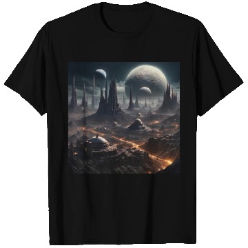 Discover Dark World: Alien Planet Landscape T Shirts