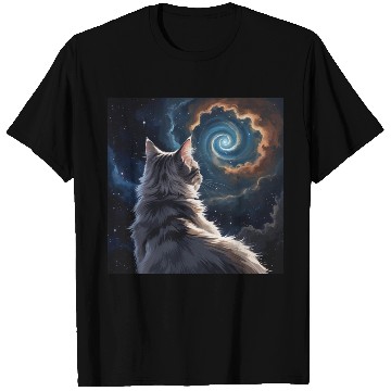 Discover Cosmic Cat Galaxy Art T Shirts