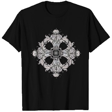 Discover Arabesque Ornament with a Baroque Flair in Gray T Shirts