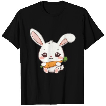 Discover Cute Bunny with Carrot Illustration T Shirts