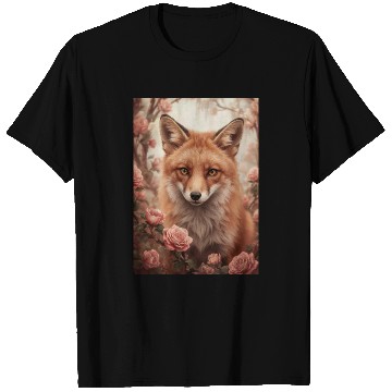 Discover Red Fox Among Roses T Shirts