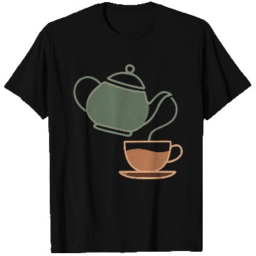Discover Vintage Tea Kettle and Cup Silhouette T Shirts