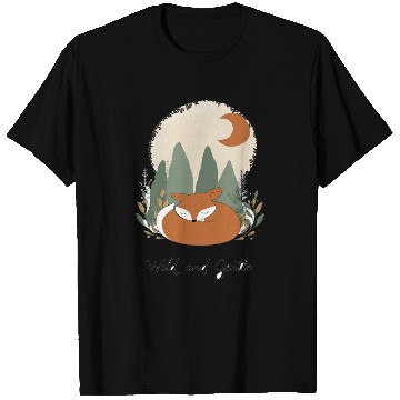 Discover Serene Fox Under Moonlit Mountains T Shirts