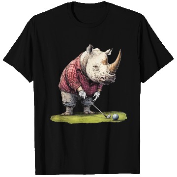 Discover Rhinoceros Golfer / Golf Rhinoceros T Shirts