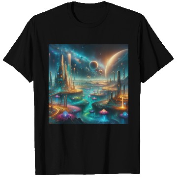 Discover Futuristic Alien Landscape Design Fantasy Sci-Fi T Shirts