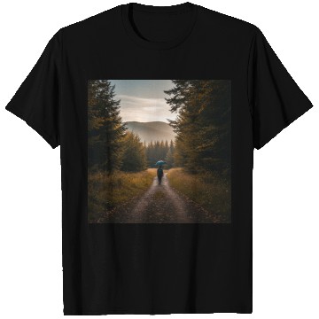 Discover Serene Autumn Path T Shirts