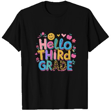 Discover back-to-school-Colorful Hello Third Grade Design T Shirts