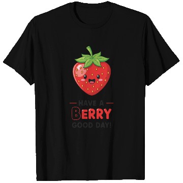 Discover Cute Kawaii Strawberry Happy Face Design T Shirts