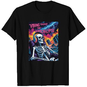 Discover Vibrant Skeleton Amidst Stormy Apocalypse T Shirts