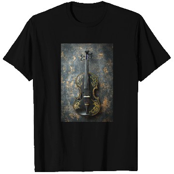 Discover Elegant Black and Gold Violin T Shirts