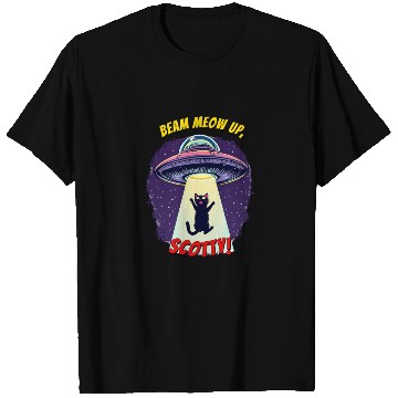 Discover Beam Meow Up, Scotty – Funny UFO Cat T Shirts