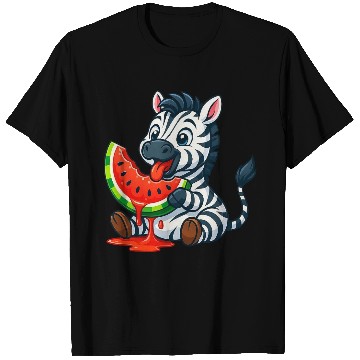 Discover Cute zebra with watermelon summer cartoon T Shirts