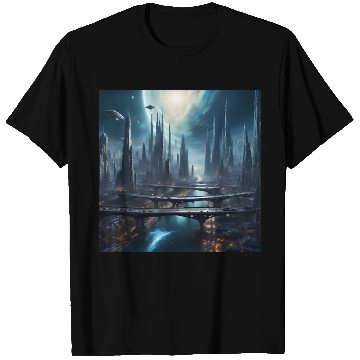 Discover Magic City with Skyscraper Sci-Fi Alien Planet T Shirts